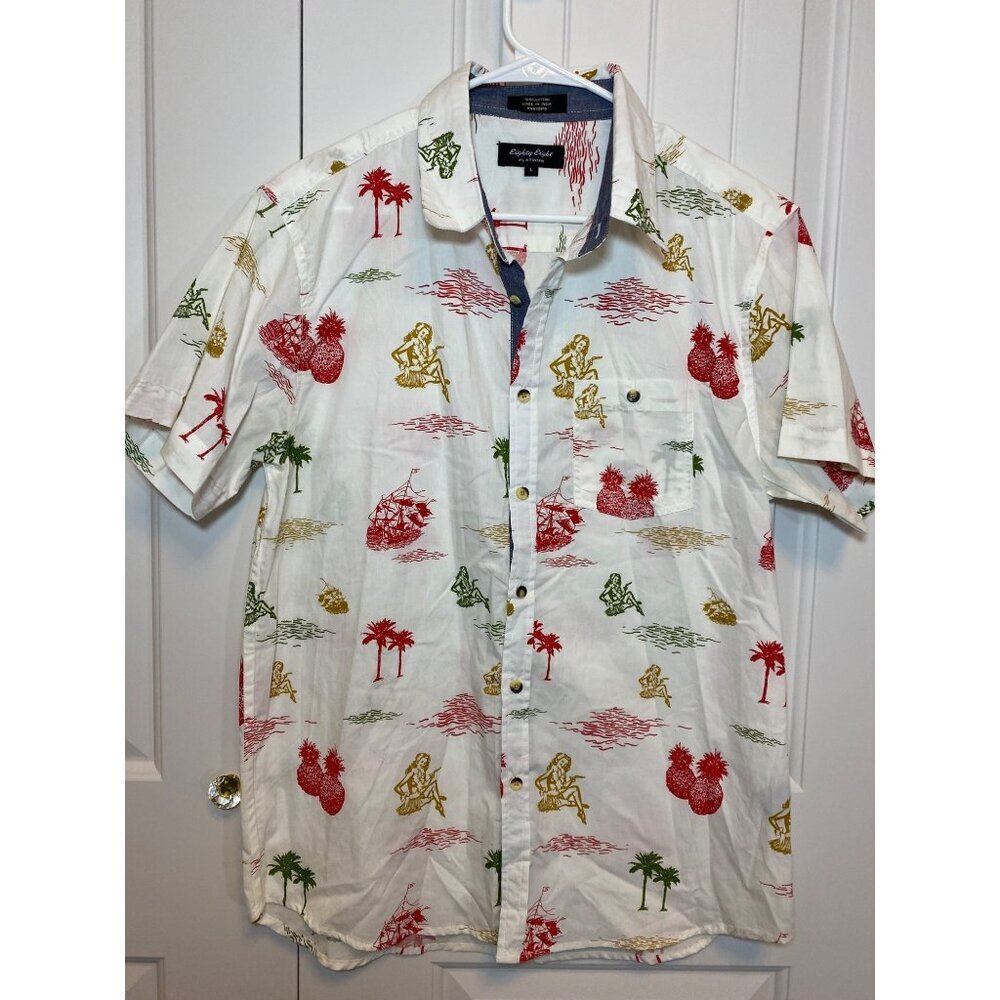Eighty Eight Platinum Men’s "Hawaiian Islands" White Button-Down Shirt